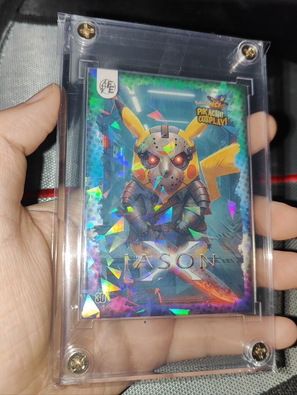 Jason Voorhees X Friday The 13th holo encased Pikachu Cosplay card Unofficial